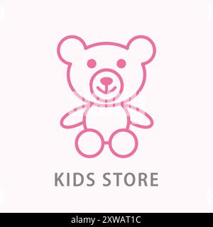 Bear Baby Shop Line Art Logo Vorlage Kids Store Stock Vektor