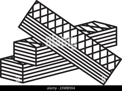 Stapel von drei Schokoladenscheiben Vektorlinie Symbol für Schokoladenwischer Tag am 3. Juli. Stock Vektor