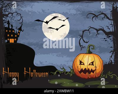Halloween-Banner 300x50 Cm – Mit Kürbis & Mond-Motiv, Inkl. Aufhängeseil, Perfekt Für Party-Deko Drinnen & Draußen