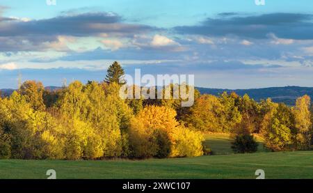 Herbstlandschaft vom böhmischen und mährischen Hochland, Panoramablick, Tschechische Republik, Europa Stockfoto