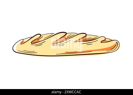 Französisches Baguette mit langer, schmaler Form im Stil der Linienkunst. Brotlaib. Menü in der Bäckerei. Vektorillustration auf weißem Hintergrund isoliert Stock Vektor