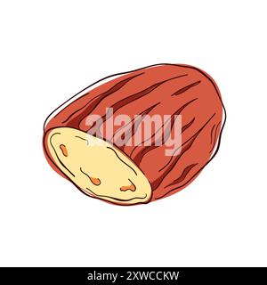 Runder Brotlaib mit rustikalem, handwerklichem Aussehen und markanten, strukturierten Krustenlinien. Brotscheiben im Line Art Stil. Bäckerhut. Vektor Stock Vektor