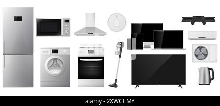 Satz verschiedener Haushaltsgeräte. Vektorabbildung. Eps 10. Stock Vektor