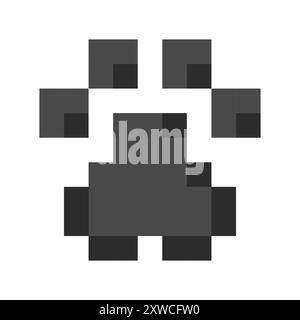 Pixel Pfoten niedliches Tierbein Pfotenmuster 8 Bit Retro y2k Footprint. Niedliches Pfotenmuster. Katzenpfote. Vektorabbildung Stock Vektor