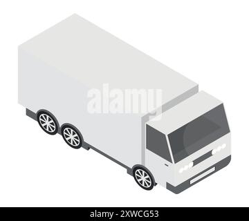 Isometrischer Transport, Lieferung, Kisten. Vorlage für gewerbliche Lieferfahrzeuge in der Stadt. Vektorabbildung. Eps 10. Stock Vektor