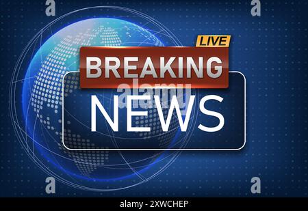 Breaking News Broadcast Vektor futuristischer Hintergrund mit Weltkarte. Vektorabbildung. Eps 10. Stock Vektor