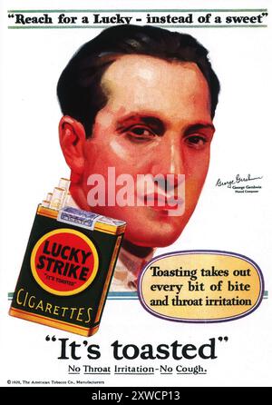 1929 Lucky Strike Zigarettenwerbung mit George Gershwin Stockfoto