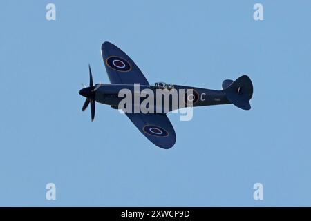 Spitfire fliegt auf der Blackpool Airshow - August 2024 Stockfoto