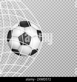 Realistischer Fußball aus Leder im Netz. Vektorabbildung. Eps 10. Stock Vektor