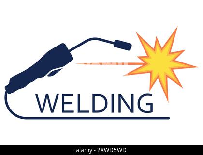 Schweißsymbol. Schweißgerät und Funken. Vektorabbildung. Eps 10. Stock Vektor