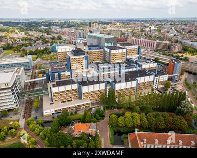 Aerial View on Leiden University Medical Center oder LUMC, dem Universitätskrankenhaus der Universität Leiden Stockfoto