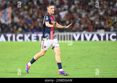 Bologna, Italien, 18. August 2024 Michel Aebischer (Bologna FC) während des Spiels Bologna FC gegen Udinese Calcio, italienischer Fußball Serie A in Bologna, Italien, 18. August 2024 Stockfoto