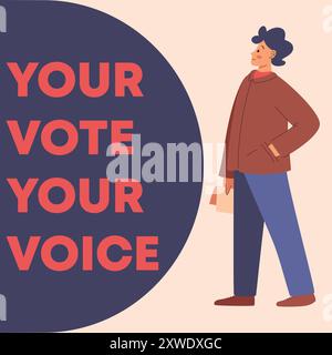 Illustration einer jungen Europawahl am Wahltag. Die Szene fängt das Wesen der Demokratie ein Stock Vektor