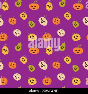 halloween-Muster für Kinder mit süßen Pumkins. Niedliches kindliches nahtloses Muster. Stock Vektor