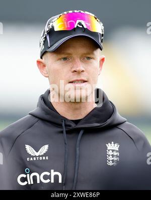 Englands Ollie Pope während einer Netzsitzung im Emirates Old Trafford, Manchester. Bilddatum: Montag, 19. August 2024. Stockfoto