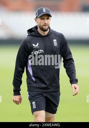 Chris Woakes aus England während einer Nets Session im Emirates Old Trafford, Manchester. Bilddatum: Montag, 19. August 2024. Stockfoto