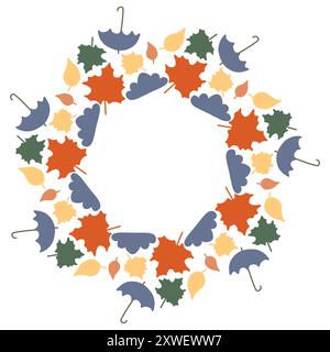 Herbst flache Art Natur hinterlässt Kranz Vektor Stock Vektor