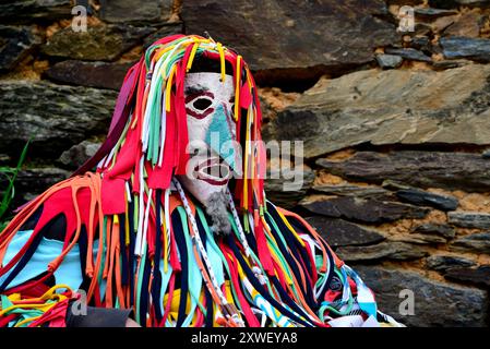 Caretos von Aveleda. Festa dos Rapazes, traditionelle Maske von Aveleda, Braganca, Portugal Stockfoto