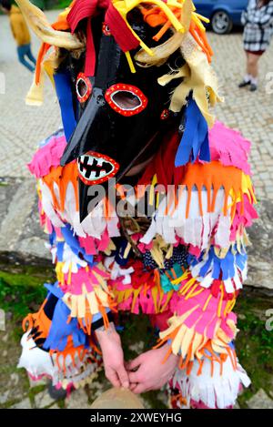 Caretos von Aveleda. Festa dos Rapazes, traditionelle Maske von Aveleda, Braganca, Portugal Stockfoto