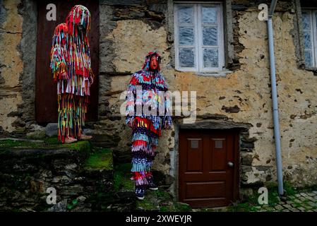 Caretos von Aveleda. Festa dos Rapazes, traditionelle Maske von Aveleda, Braganca, Portugal Stockfoto