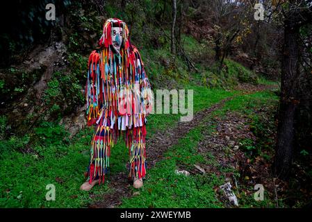 Caretos von Aveleda. Festa dos Rapazes, traditionelle Maske von Aveleda, Braganca, Portugal Stockfoto