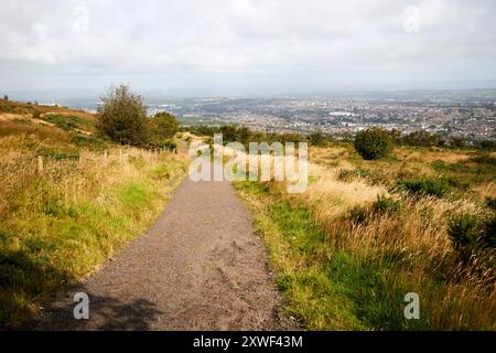 Blick vom Hügel in Glas-na-bradan-Holz newtownabbey, County antrim, Nordirland, großbritannien Stockfoto