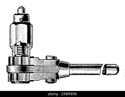 Ein Ratschenbohrer. Diese Fotografie stammt von einer großen Auswahl von größtenteils nicht zugeschriebenen technischen Illustrationen und Fotos, die ursprünglich 1936 veröffentlicht wurden. Größe und Qualität der Originale sind sehr unterschiedlich. Stockfoto