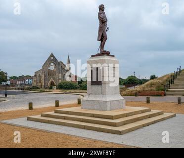 Admiral Lord Nelsons Statue am Bath Square, Old Portsmouth, Hampshire, England. Stockfoto