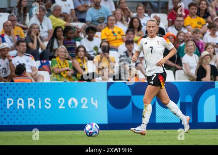 Lea Schueller (Deutschland, #07) am Ball, FRA, Olympische Spiele Paris 2024, Fussball Frauen, Deutschland (GER) vs Australien (aus), 1. Spieltag, Gruppe B, 25.07.2024 Foto: Eibner-Pressefoto/Michael Memmler Stockfoto