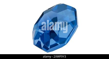 Saphirjuwel auf transparentem Hintergrund, blauer Edelstein Diamant isoliert. Stockfoto