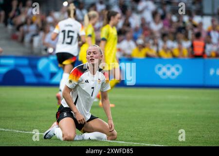 Marseille, Frankreich. Juli 2024. Lea Schueller (Deutschland, #07) aergert sich, FRA, Olympische Spiele Paris 2024, Fussball Frauen, Deutschland (GER) vs Australien (aus), 1. Spieltag, Gruppe B, 25.07.2024 Foto: Eibner-Pressefoto/Michael Memmler Credit: dpa/Alamy Live News Stockfoto