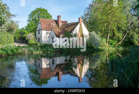 Willy Lotts Hütte wurde durch John Constables Gemälde in der Stratford-Mühle in Suffolk, England, berühmt. Die ursprüngliche Mühle wurde abgerissen. Stockfoto