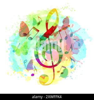 Höhenknotenschlüssel und Hintergrundmusik Stock Vektor