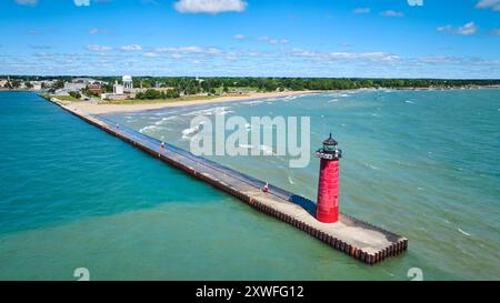 Luftaufnahme des Kenosha Lighthouse am Lake Michigan Stockfoto