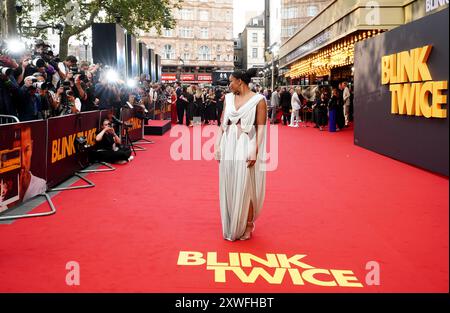 Naomi Ackie nahm zweimal an der europäischen Premiere von Blink im Odeon Luxe am Leicester Square in London Teil. Bilddatum: Montag, 19. August 2024. Stockfoto