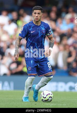 London, Großbritannien. August 2024. Chelsea's Enzo Fernandez während des Premier League-Spiels in Stamford Bridge, London. Der Bildnachweis sollte lauten: Paul Terry/Sportimage Credit: Sportimage Ltd/Alamy Live News Stockfoto