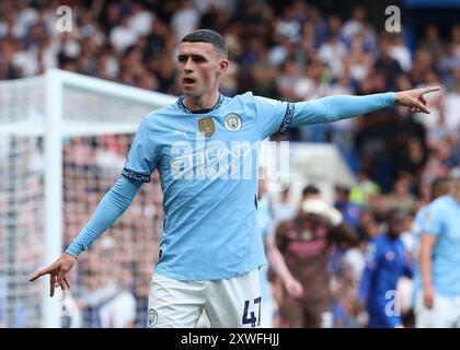 London, Großbritannien. August 2024. Phil Foden von Manchester City während des Premier League-Spiels in Stamford Bridge, London. Der Bildnachweis sollte lauten: Paul Terry/Sportimage Credit: Sportimage Ltd/Alamy Live News Stockfoto