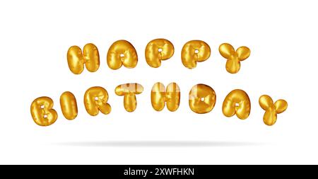 3D-Goldballon-Text von Happy birthday Stock Vektor