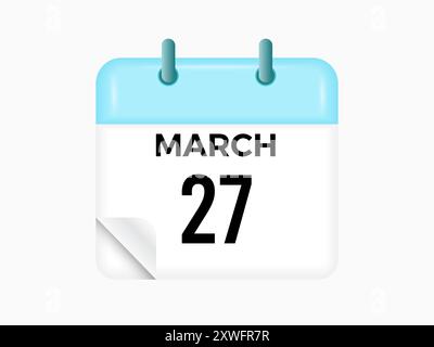 März: Kalender- und Zeitplaner. Erinnerung an das Symbol „Tageskalender“. Vektorabbildung. Stock Vektor