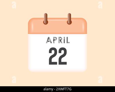 April: Kalender- und Zeitplaner. Erinnerung an das Symbol „Tageskalender“. Vektorabbildung. Stock Vektor