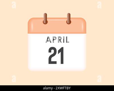 April: Kalender- und Zeitplaner. Erinnerung an das Symbol „Tageskalender“. Vektorabbildung. Stock Vektor