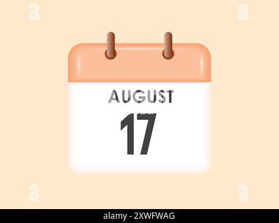 August: Kalender- und Zeitplaner. Erinnerung an das Symbol „Tageskalender“. Vektorabbildung. Stock Vektor