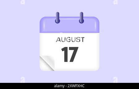 August: Kalender- und Zeitplaner. Erinnerung an das Symbol „Tageskalender“. Vektorabbildung. Stock Vektor