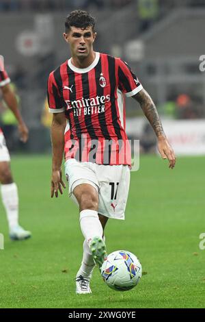 Christian Pulisic (AC Milan) im Einsatz beim AC Milan vs Torino FC, Spiel der italienischen Fußball-Serie A in Mailand, Italien, 17. August 2024 Stockfoto