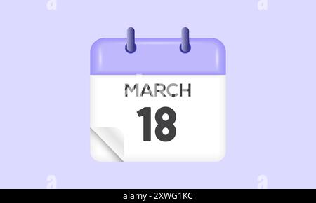 März: Kalender- und Zeitplaner. Erinnerung an das Symbol „Tageskalender“. Vektorabbildung. Stock Vektor