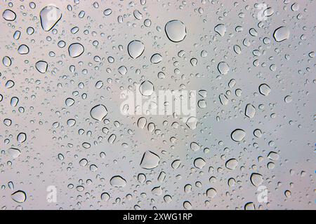 Wassertropfen auf Glas aus Nahperspektive Stockfoto