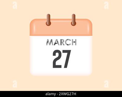 März: Kalender- und Zeitplaner. Erinnerung an das Symbol „Tageskalender“. Vektorabbildung. Stock Vektor