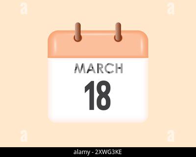 März: Kalender- und Zeitplaner. Erinnerung an das Symbol „Tageskalender“. Vektorabbildung. Stock Vektor