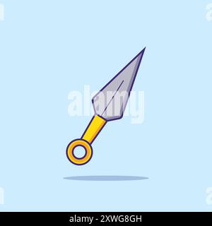 Kunai Schwert Illustration isolierte Zeichentrickikone kunai Schwert Aufkleber Elemente Design Stock Vektor