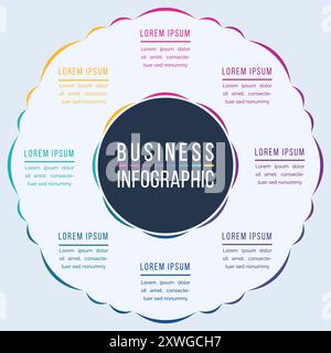 Infografik-Design 8 Schritte, Objekte, Elemente oder Optionen Infografik-Geschäftsvorlage Stock Vektor